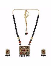Black navratan and kundan necklace set