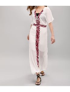 Embroidered flared sleeve maxi dress