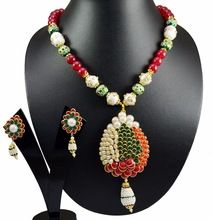 Kundan Pearl Multi Beads Necklace Set