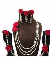 Multi string rose flower jewellery set