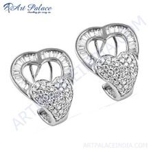 Cubic Zircon Gemstone Silver Stud Earring