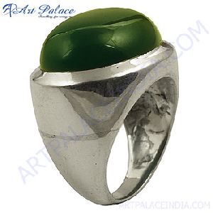 Hand Crafted Green Onyx Silver Ring
