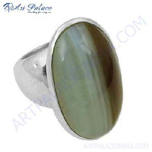 Hand Created Botswana Agate Gemstone Silver Ring