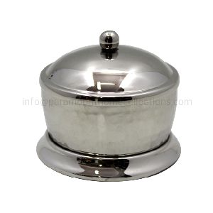 Brass Powder Pot With Lid Nickel Plated