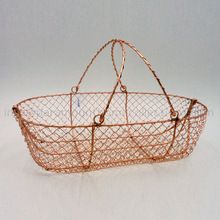 Copper Plated Oval Iron Basket