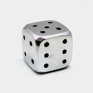 Polished Aluminium Dice Paper Weight