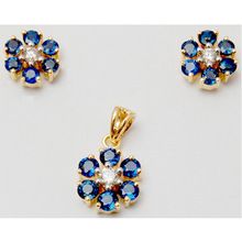 Sapphire Yellow Gold Floral Earring Pendant Set