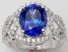 Solitaire Oval Tanzanite Designer Diamond Shank Ring