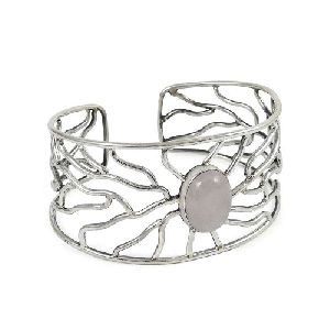 925 sterling silver vintage Jewellery Fashion Rose Quartz Gemstone Bangle