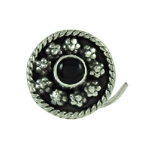 Excellent Black Onyx Gemstone 925 Sterling Silver Vintage Nose Pin Jewellery