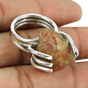 Good-Looking Red Sunstone Gemstone 925 Sterling Silver Antique Ring Jewellery