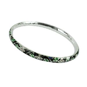 Indian Sterling Silver Jewellery Sightly Inlay Bangle