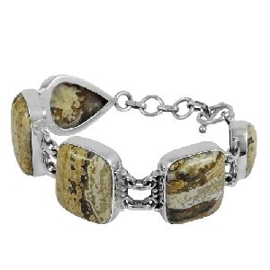 Latest Design Ocean Jasper Gemstone Sterling Silver Bracelet Jewelry