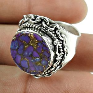 Lovely Purple Copper Turquoise Ring 925 Sterling Silver Gemstone Jewellery