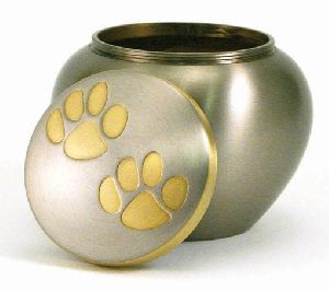 Brass pet urn two paws