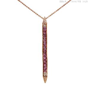 PINK SAPPHIRE DIAMOND SPIKE BAR PENDANT