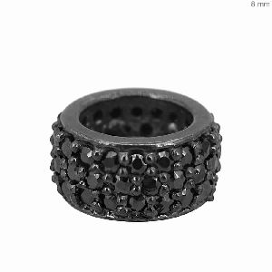 SILVER WHEEL BLACK SPINEL RONDELLES FINDINGS