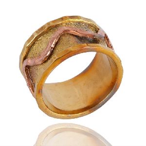 18K Gold Plated Copper and Brass Hammered Spinner Ring
