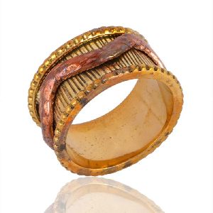 18K Gold Plated Copper and Brass Textured Spinner Ring