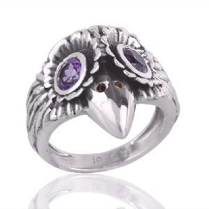 Women 925 Silver Bird Skull Ring