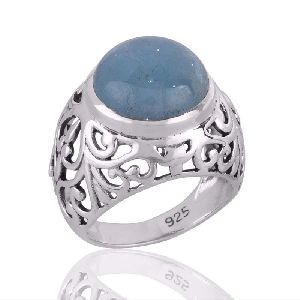 Aquamarine Ring with Sterling Silver for Mens and Womens