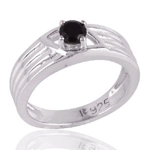 Black Onyx and Sterling Silver Band Ring