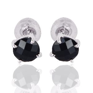Black Onyx Gemstone 925 Silver Stud Earring