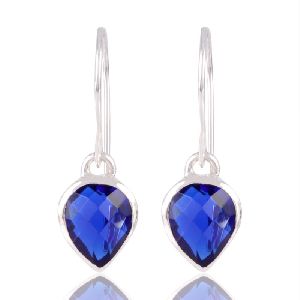 Blue Stone Solid 925 Silver Earring
