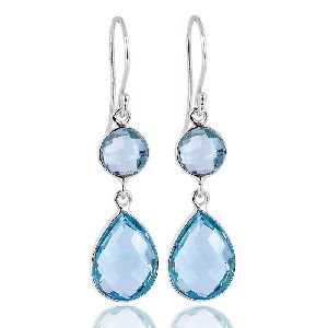 Blue Toapz Gemstone 925 Sterling Silver Dangling Earring