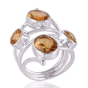 Citrine Gemstone and Silver Designer Ring