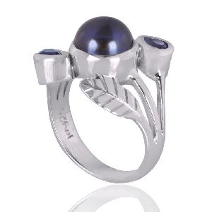 Colour Pearl With Amethyst Gemstone 925 Sterling Silver Ring