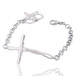 Cross Solid Silver Cluster Bracelet