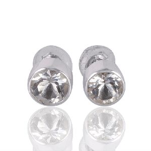 Crystal Gemstone 925 Silver Stud Earring