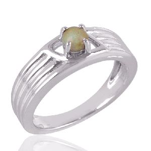 Euthopian Opal Ring Sterling Silver Band Ring