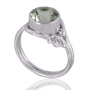 Green Amethyst Gemstone 925 Sterling Silver Ring