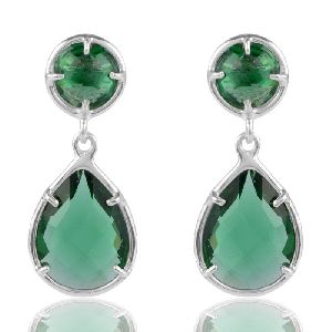 Green Stone Earring with Sterling Silver