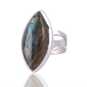 Labradorite Blue Flash marquise gemstone 925 Sterling Silver Ring