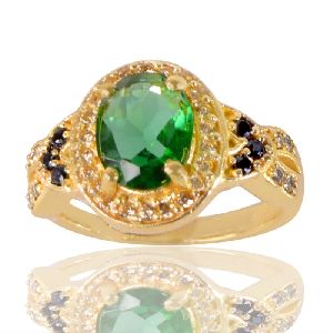 Light Green Gemstone Black Spinal Stone Ring