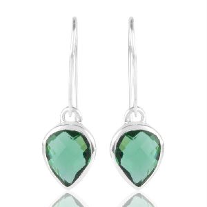 Light Green Stone Solid 925 Silver Earring