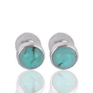 Natural Gemstone Tibetan Turquoise 925 Silver Earring