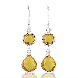 Perfect Pair Yellow Quartz Sterling Silver Earrings
