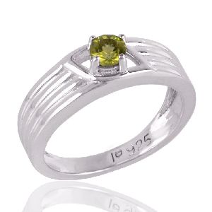 Peridot and Sterling Silver Band Ring