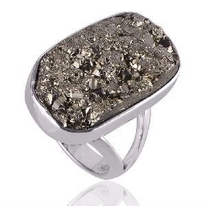 Pyrite Ring Sterling Silver Designer Ring