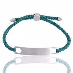 Sky Blue Glass Stone 925 Sterling Silver Cord Bracelet