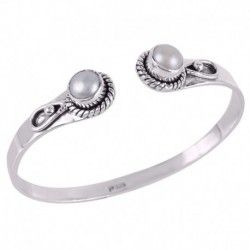 Sterling Silver White Pearl Cuff Bracelet