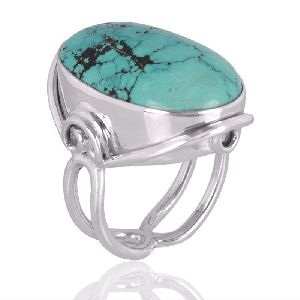 Tibetan Turquoise Gemstone 925 Sterling Silver Ring