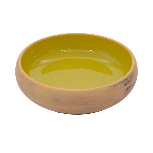 Hand Painted Wooden Serving Bowl, Yellow
