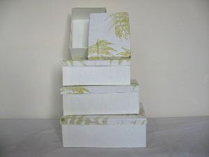 card board and leaves impressions box