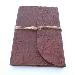 Crinkled thin goat leather brown shade journal