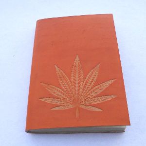 Hand bound goat leather journal in orange colour